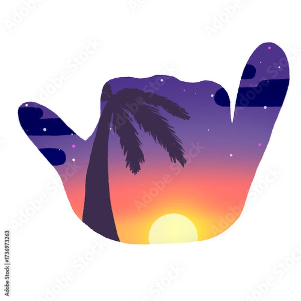 Obraz サンセットなシャカサイン