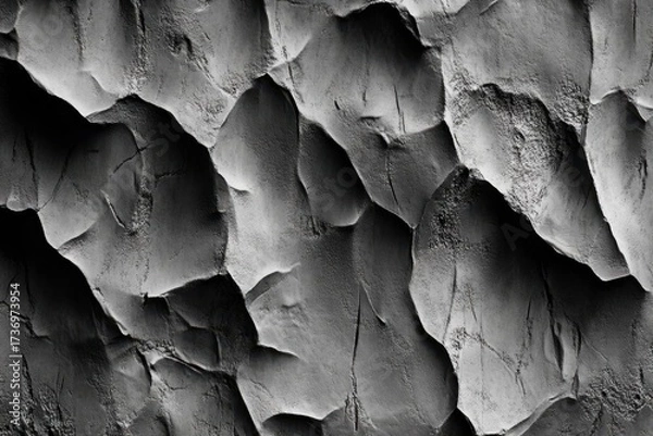 Fototapeta Textured Concrete Wall Surface with Abstract Shapes in Black and White