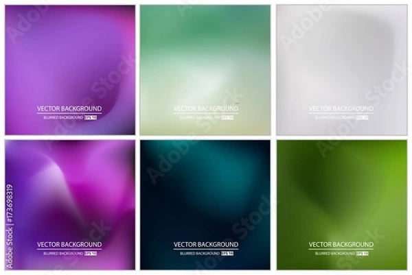 Fototapeta Abstract Creative concept vector multicolored blurred background set. For Web and Mobile Applications, art illustration template design, business infographic and social media, modern decoration