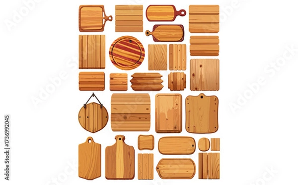Fototapeta 木製看板ベクターイラストセット