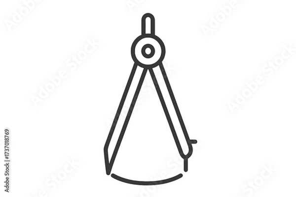 Fototapeta Drawing compass tool icon. Thin line vector for architecture, geometry, engineering. Precision measurement and drafting instrument for technical drawing. School or office supply.