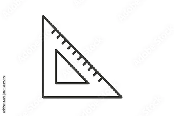 Fototapeta Set square triangle ruler icon for technical drawing and geometry. Minimal thin line vector illustration of a measurement tool for school, architecture, and engineering projects.