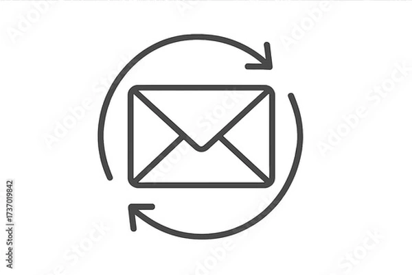 Fototapeta Email sync line icon. Envelope with circular refresh arrows. Concept for update, resend, digital communication, newsletter, message loop, internet correspondence, marketing automation.