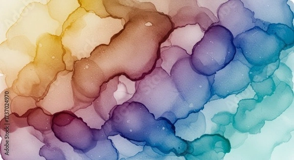 Fototapeta Abstract fluid art with blending rainbow hues and organic shapes