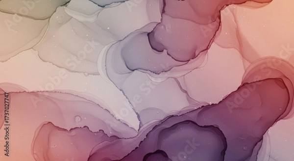 Fototapeta Abstract fluid art with blending tones of purple pink and peach