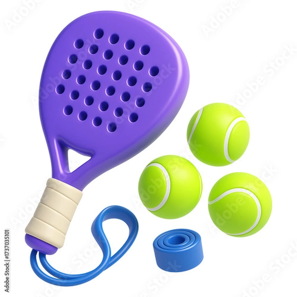 Fototapeta Padel Racket Balls Grip Tape 3D Icon