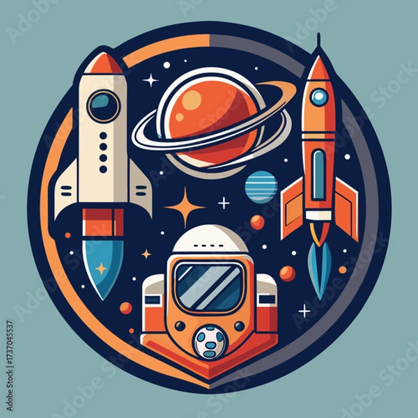 Obraz Retro astronaut emblem