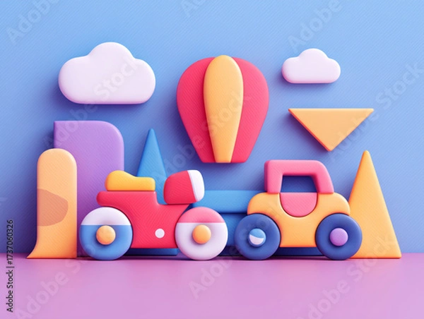 Fototapeta a photograph for Children's Day, with a colorful and playful background, children, toys, colors