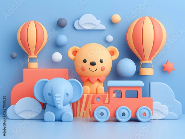 Fototapeta a photograph for Children's Day, with a colorful and playful background, children, toys, colors
