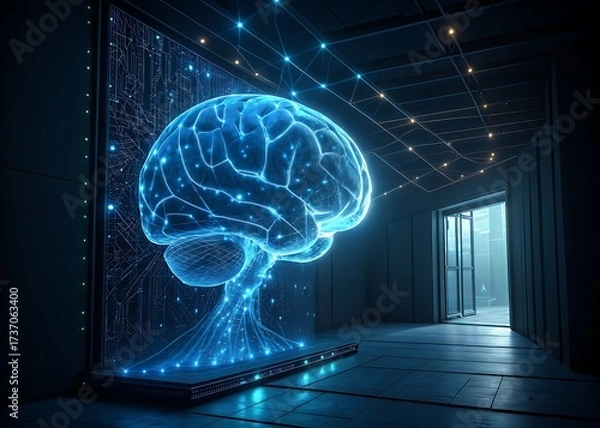 Fototapeta Holographic brain emerges from digital network