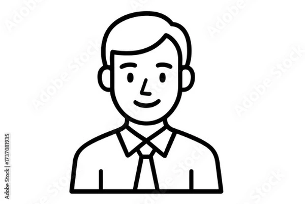 Obraz Simple line art man avatar icon. Businessman symbol. Male person character for business. Vector illustration of employee, manager, office worker. User profile pictogram.