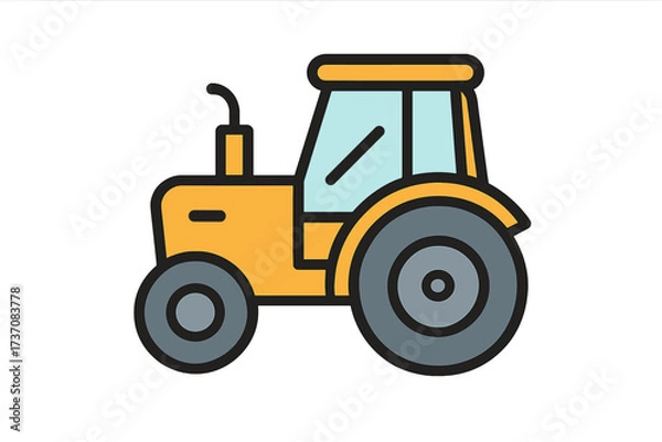 Obraz Tractor farm vehicle vector icon for agriculture. Farming equipment symbol for graphic design. Agricultural machinery pictogram for web, apps, and harvest concept illustration.
