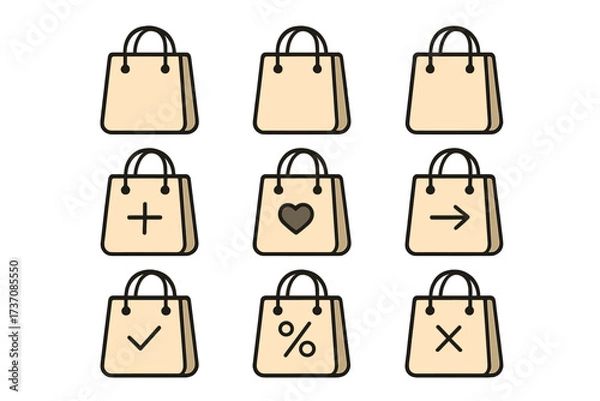 Obraz Yellow van icon set with filled color and outline, minimalistic linear pictograms for web design, graphic apps, banners, social networks, and cards, vector cartoon vehicles