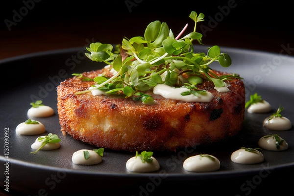 Fototapeta Hash Browns ultra-detailed hyper-realism Theme served in a unique style, detailed food presentation with authentic atmosphere, perfect for culinary stock photography.