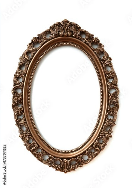 Obraz Ornate oval frame, copper-toned