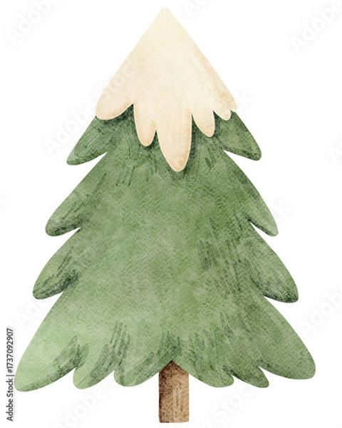 Fototapeta Watercolor Illustration of  Tree with Snow