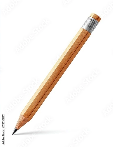 Fototapeta A light brown pencil, angled, against white