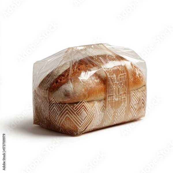 Obraz A loaf of artisan bread in clear plastic packaging