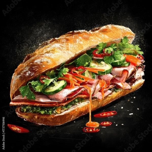 Obraz Colorful Banh Mi Sandwich