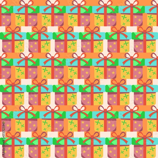 Fototapeta Playful seamless pattern of gift wraps for fabric wallpaper print and tileable designs