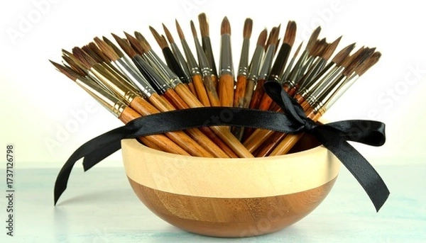 Obraz Paintbrushes in bowl