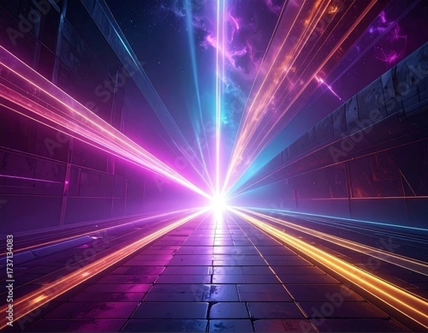 Obraz Futuristic Light Trails Pathway.