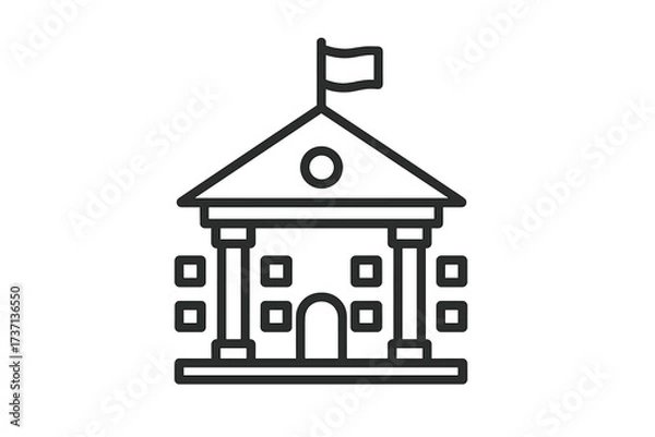 Obraz University line icon. School building, college, academy sign. Education symbol. Government, courthouse, finance, bank vector. Classic architecture. Public institution pictogram.