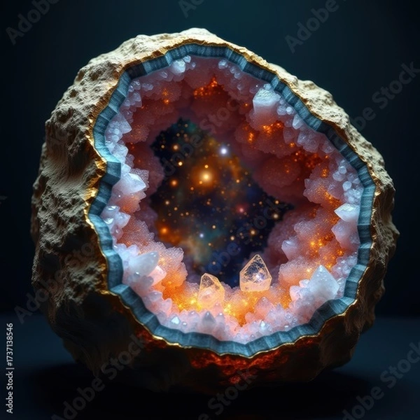 Fototapeta Stunning Geode with Sparkling Crystals
