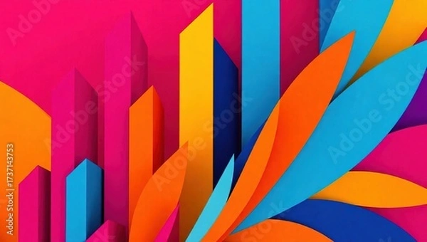 Obraz Vibrant abstract background with colorful layered shapes.