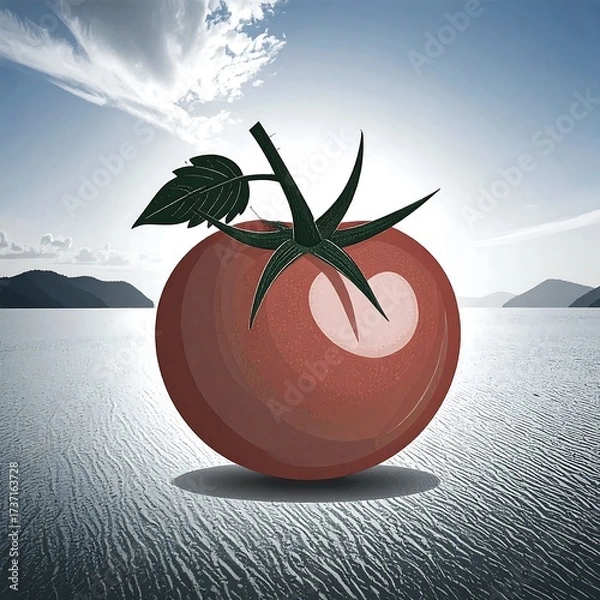 Obraz Tomato on water, scenic background