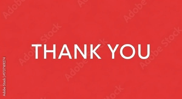 Fototapeta Thank you message in white text on a solid red background expressing gratitude and appreciation well wishes