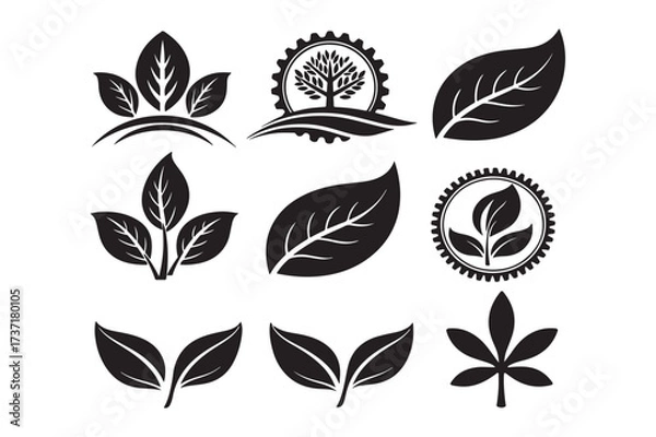 Fototapeta Leaf Icons Set.