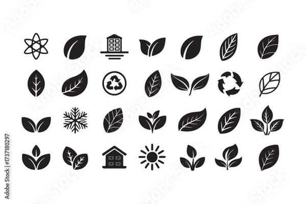 Fototapeta Leaf Icons Set.