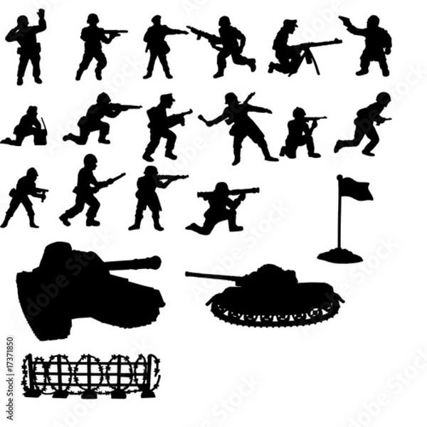 Obraz VECTOR Silhouette of soldiers