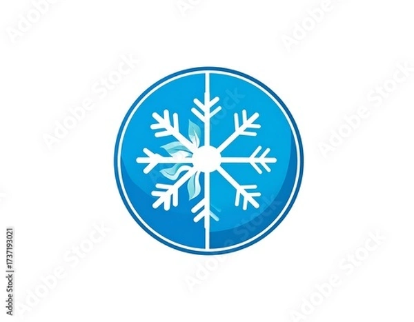 Obraz Cool Blue Snowflake Logo Design.