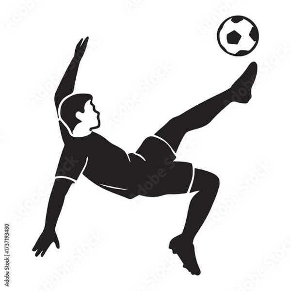 Fototapeta Silhouette of a Soccer Player Performing a Bicycle Kick.