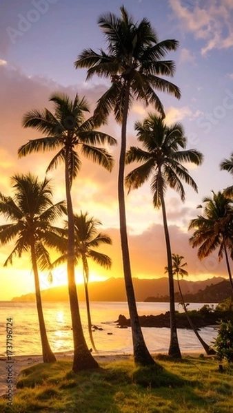 Obraz Tropical sunset beach scene