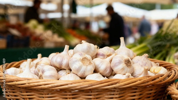 Obraz garlic in a basket
