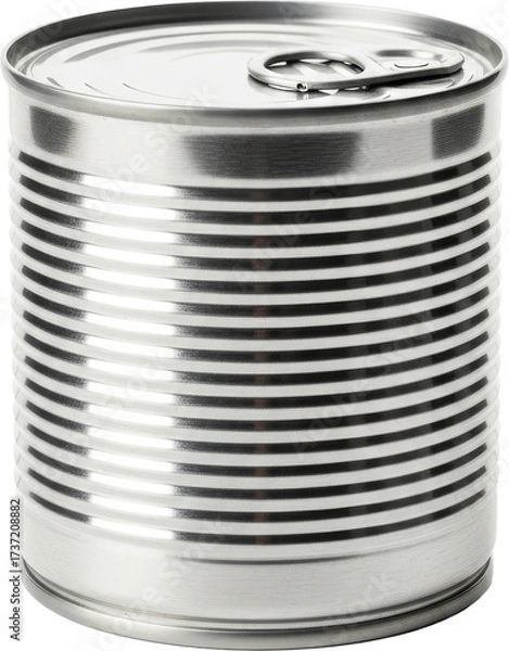 Obraz Plain Silver Metal Food Can with Easy Open Pull Tab Lid