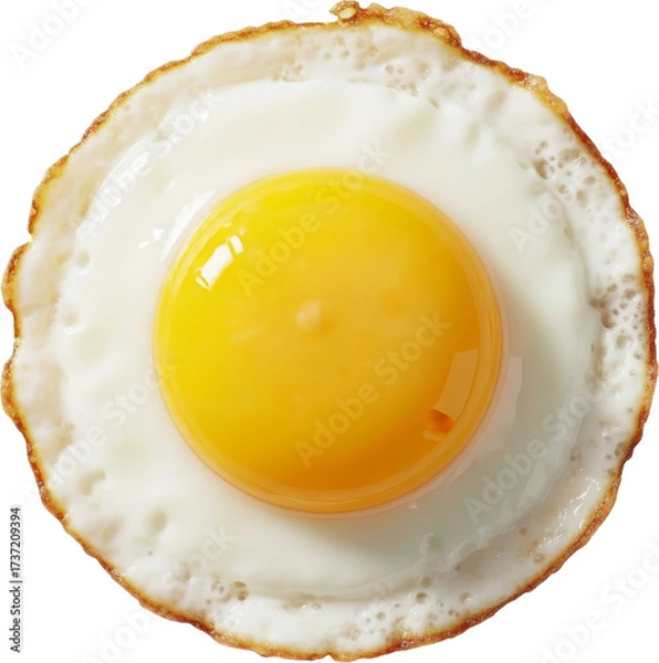 Obraz Golden edged Sunny side Up Fried Egg with a Vibrant Yolk on White