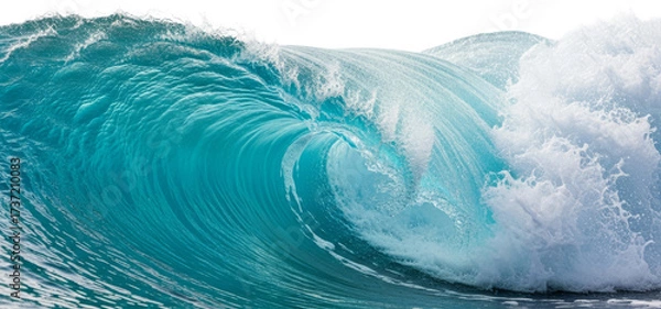 Obraz Dynamic Ocean Wave Cresting with Clear Blue Water and Foam