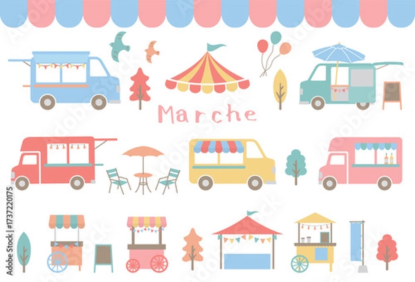 Obraz マルシェのイラストセット　02
