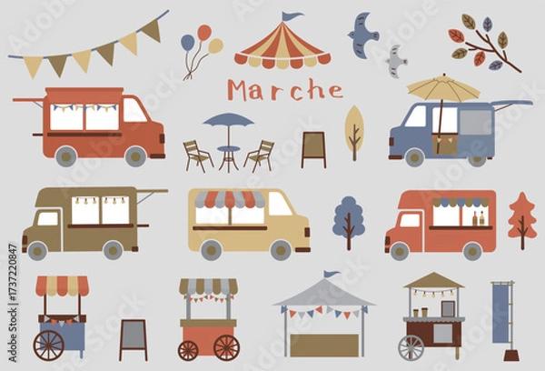 Obraz マルシェのイラストセット　01