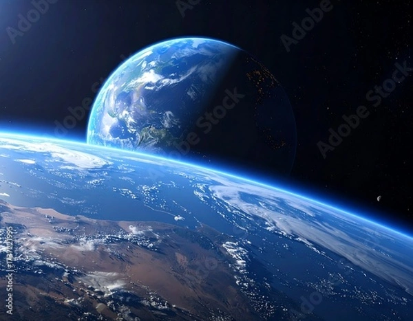 Fototapeta Earth and Moon in Space.