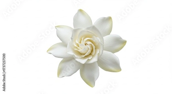 Fototapeta Beautiful single white gardenia flower isolated on a white background.