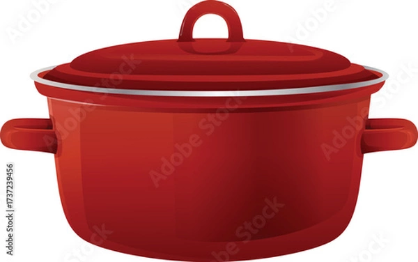 Obraz red cookware pot realistic style