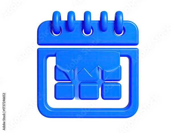 Fototapeta Blue, 3D-rendered calendar icon with ripped page on a black background