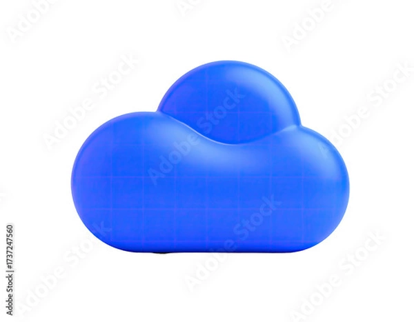 Fototapeta 3D rendered blue cloud, simple design with a grid overlay