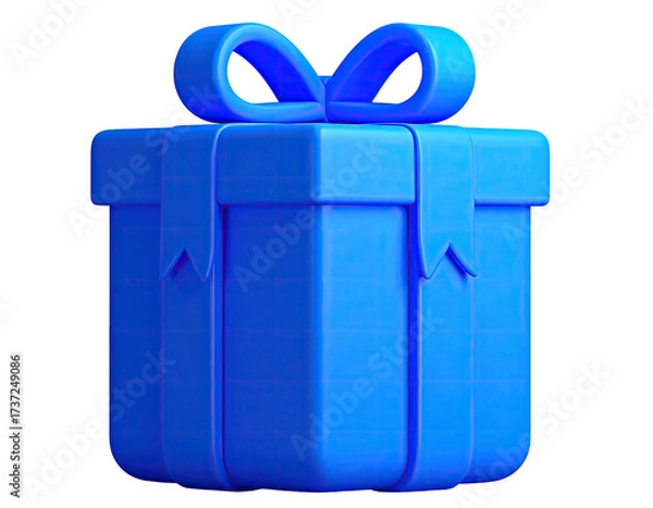 Fototapeta A vibrant, blue gift box with a matching ribbon and bow