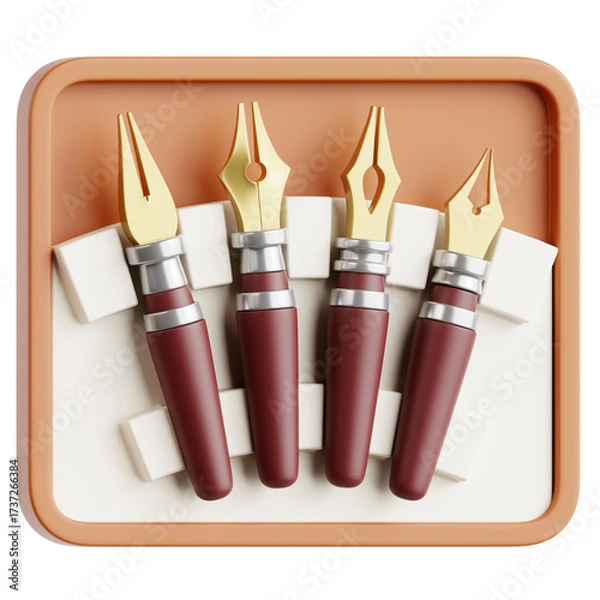 Obraz 3D illustration Calligraphy Nibs Set